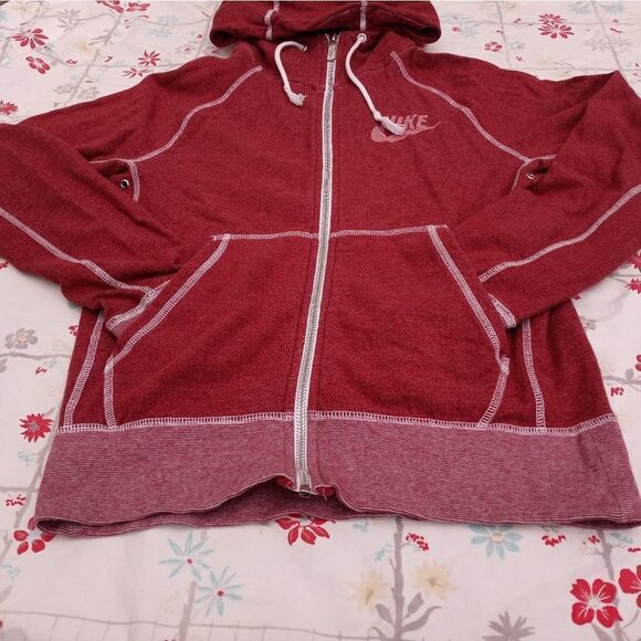 Nike Sportwear S/P Cranbrry Zip - UpPockets Fleece Hoodie Raglan Women's Jacket - Picture 1 of 9